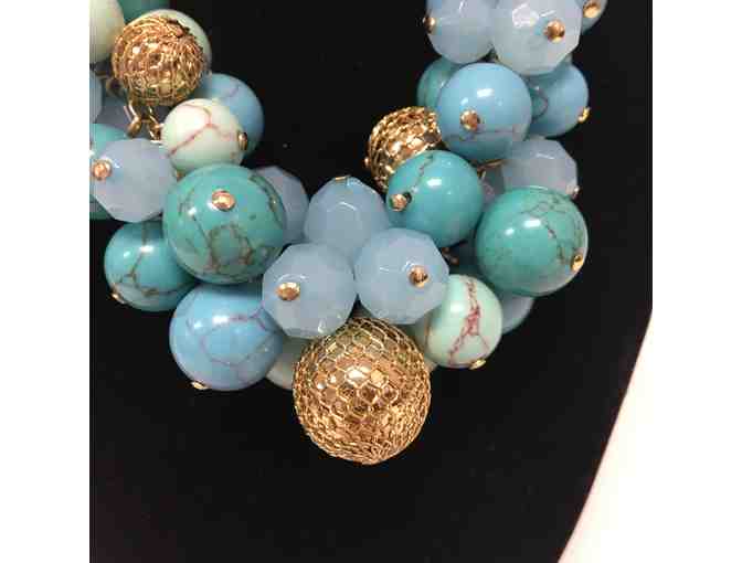Blue Turquoise Frontal Cluster Necklace by Carolee