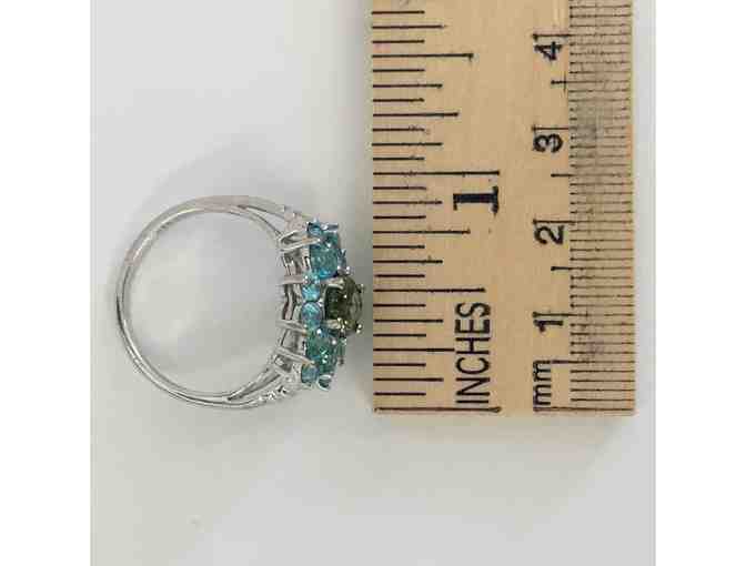 Flower Ring in Sterling Silver with Apatite Gems (size 10)