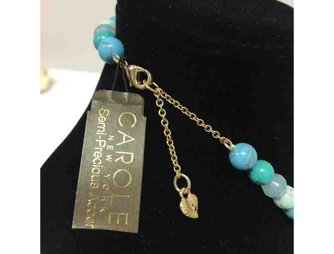 Blue Turquoise Frontal Cluster Necklace by Carolee