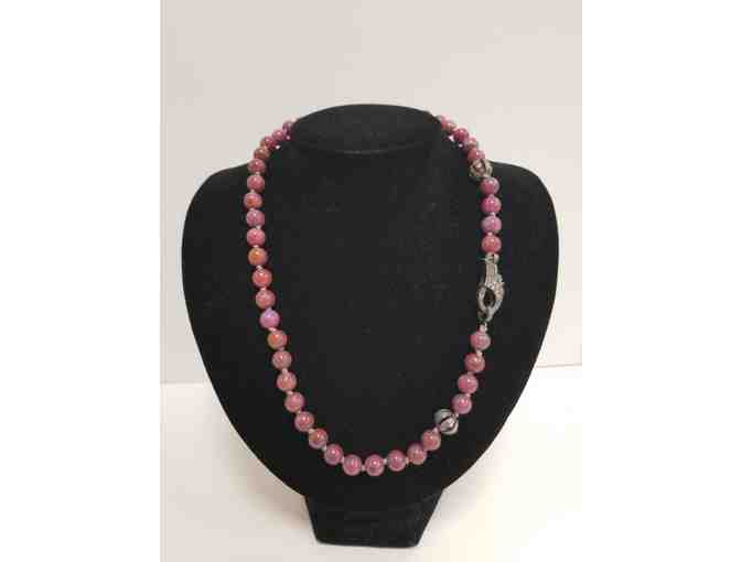 Pink Sapphire with Diamond Necklace by Lotasi Jewelrey