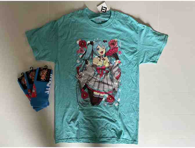 Hatsune Miku T-Shirt and 3 Pair Ramune Socks! - Photo 1