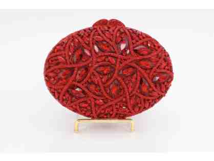Stunning Natalie Baroni Ruby Jeweled Oval Evening Bag
