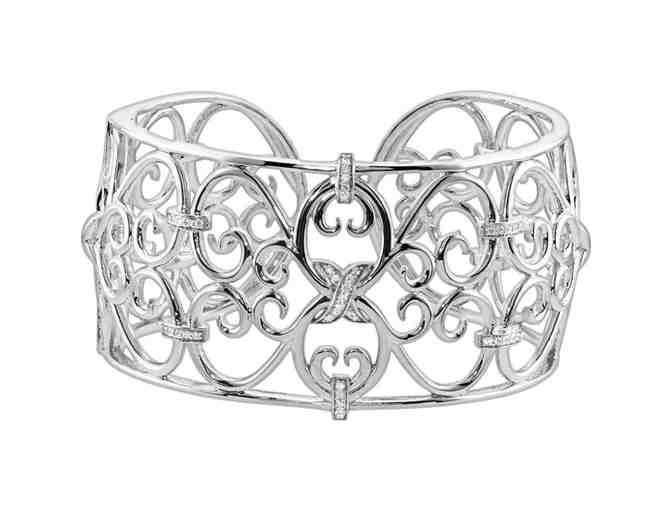 Genuine Diamond &amp; Swirls Bracelet Sterling Silver - Photo 1