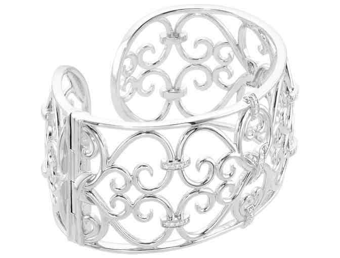Genuine Diamond &amp; Swirls Bracelet Sterling Silver - Photo 2