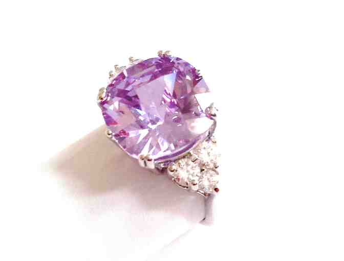 Sterling Silver & Lt Amethyst Purple CZ Ring