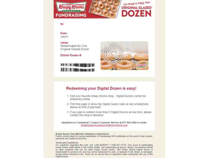 Krispy Kreme Dozen Glazed Donuts (Digital Redeemable Code)