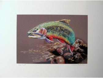 Brook Trout Print by Mimi Matsuda, single-matted and hand-signed