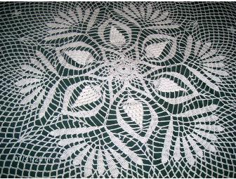 'Tufts and Leaves,' Hand-Crocheted Tablecloth