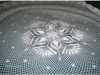 'Tufts and Leaves,' Hand-Crocheted Tablecloth
