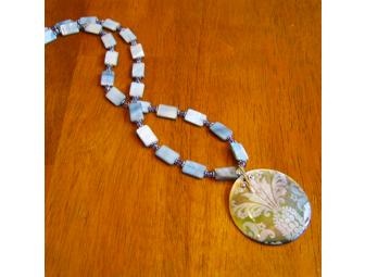 Abalone, Shell and Iolite Necklace