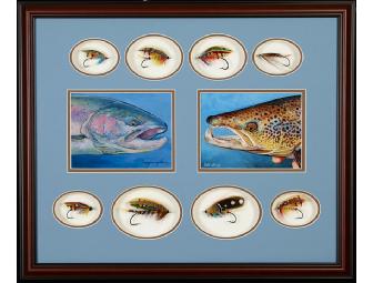 Remarkable Framed Original Artwork, Classic Salmon Flies, and Custom Spey Rod - Photo 1