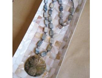 Abalone, Shell and Iolite Necklace