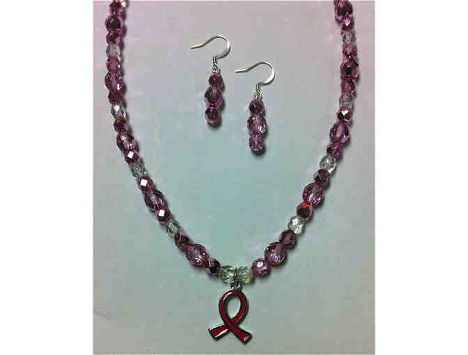 Pink Stone Necklace and Earrings