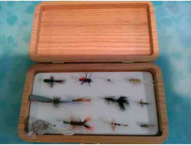 Custom Wood CfR Box with 12 Flies