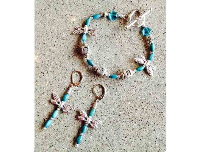 Blue 'Casting for Recovery' bracelet and earring set
