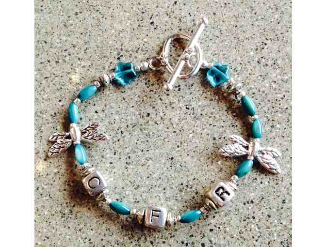 Blue 'Casting for Recovery' bracelet and earring set