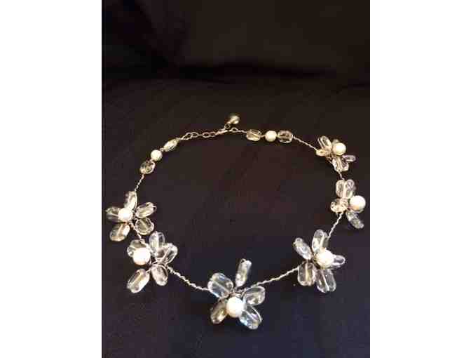 Crystal and Pearl Flower Necklace - Exquisite!
