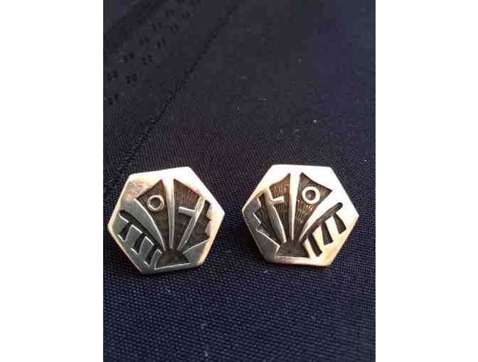 Hopi Earrings with Silver Overlay