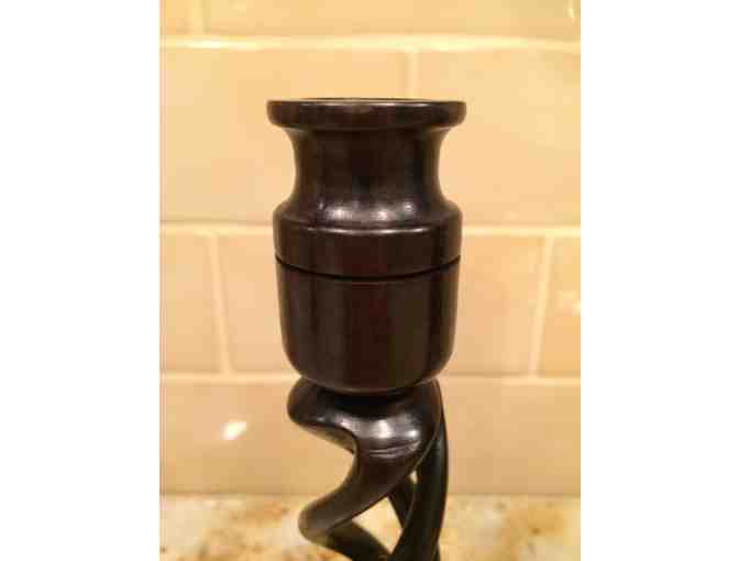 African Twisted Ebony Wooden Candle Holders