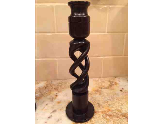 African Twisted Ebony Wooden Candle Holders