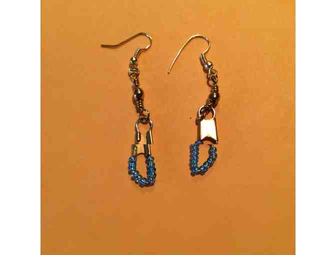 Brass Swivel Bracelet and Earrings with Light Blue Beads