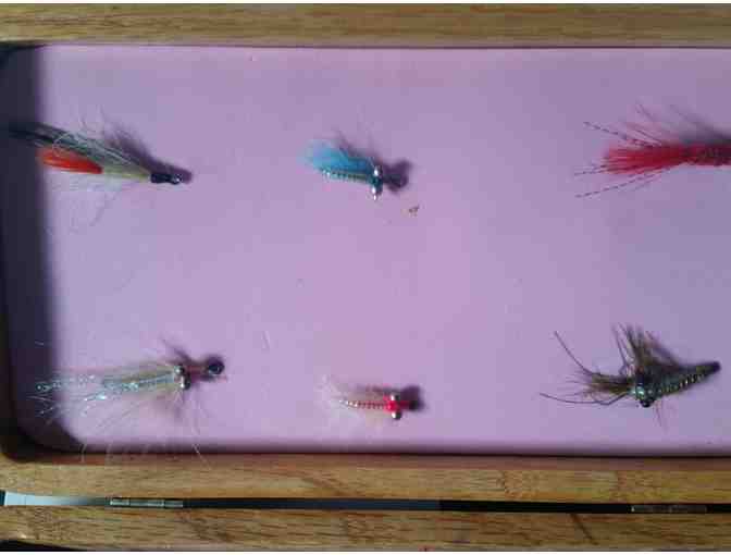 Hand Crafted Casting for Recovery Wood Fly Box with 12 Salt Water Flies