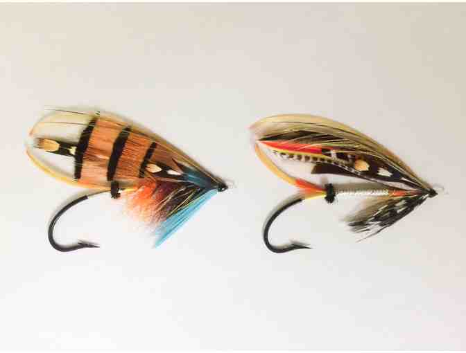 Framing of two beautifully tied Full Dressed Atlantic Salmon flies