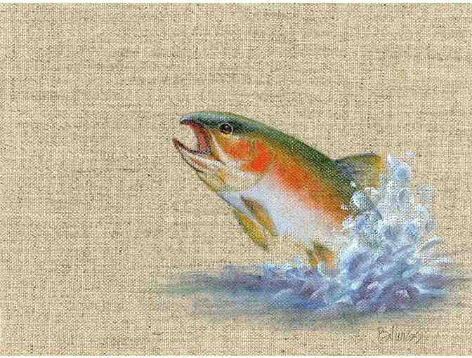 New Opening Bid Amount! Exquisite Painting of a Rainbow Trout by Susanne Billings