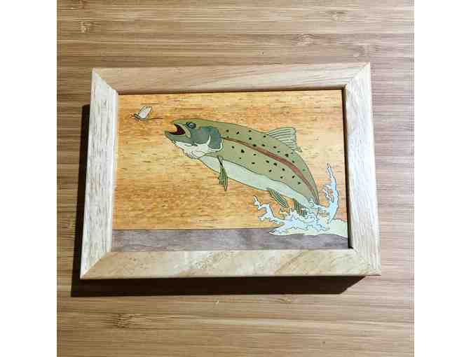 Handmade Marquetry Wood Trout Box
