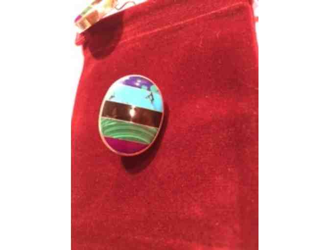 Sterling Silver Drop Mosaic Pierced Earrings