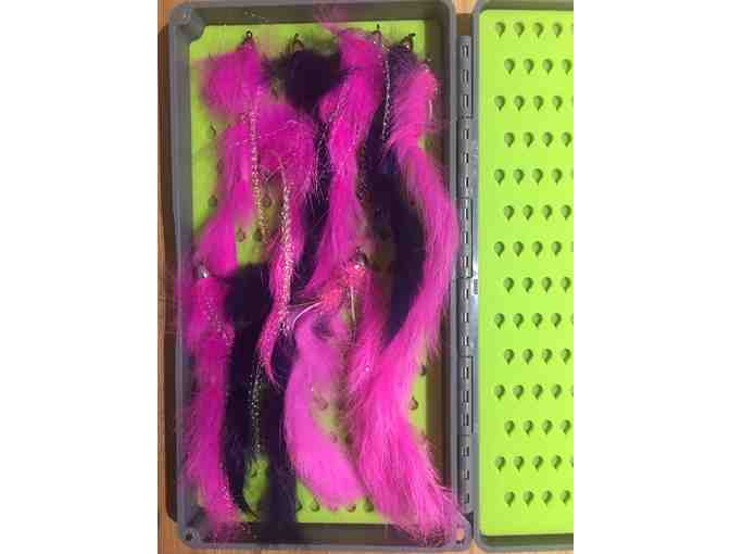 One Dozen Pink and Purple Hand-Tied Streamers in a Tacky fly box