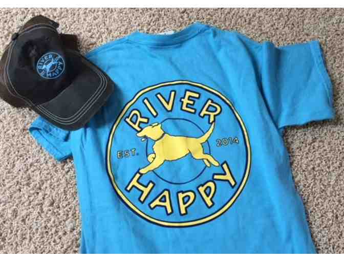River Happy Small Tee in Blue and their Weathered Trucker in Brown/Blue