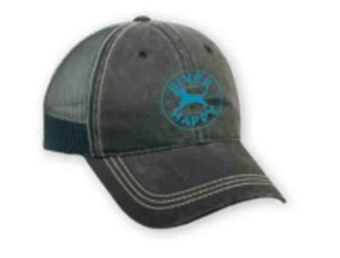 River Happy Small Tee in Blue and their Weathered Trucker in Brown/Blue