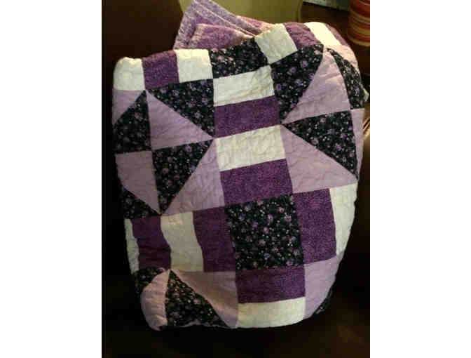 Handmade 'Shades of Purple' Patchwork Quilted Throw
