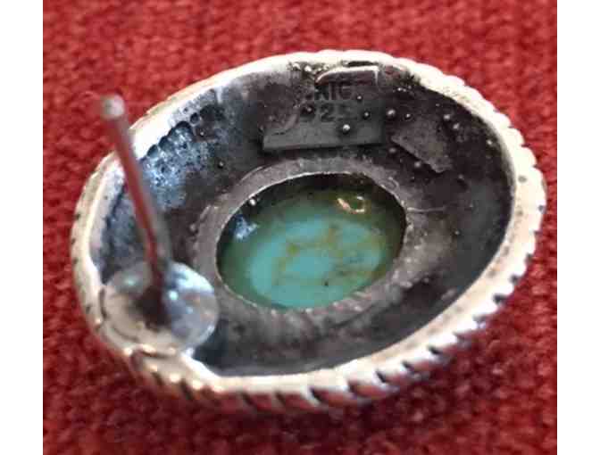 Solid Sterling Silver Oval Earrings with Turquoise Stone