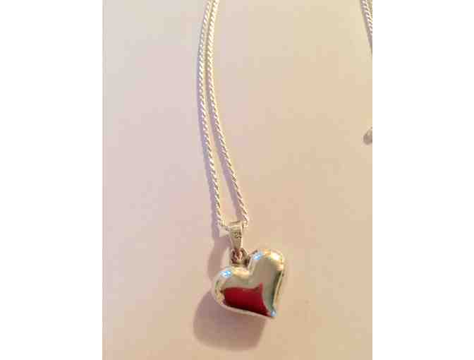 Italian Sterling Silver Rope Chain Necklace with a Sterling Silver Heart