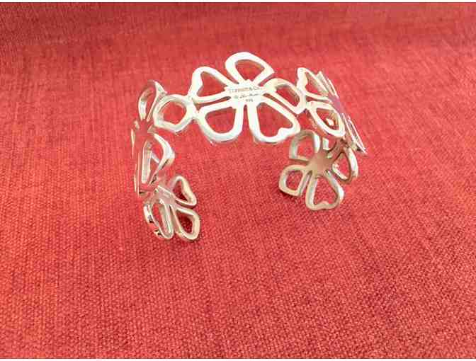Tiffany & Co. Sterling Silver 925 Open Stencil Flower Cuff Bracelet