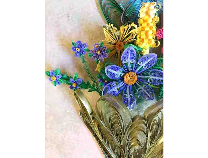 Exquisite Quilling Piece of Flowers & Vase