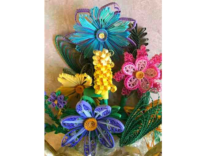 Exquisite Quilling Piece of Flowers & Vase