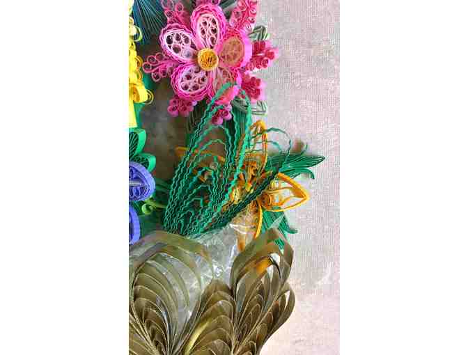 Exquisite Quilling Piece of Flowers & Vase