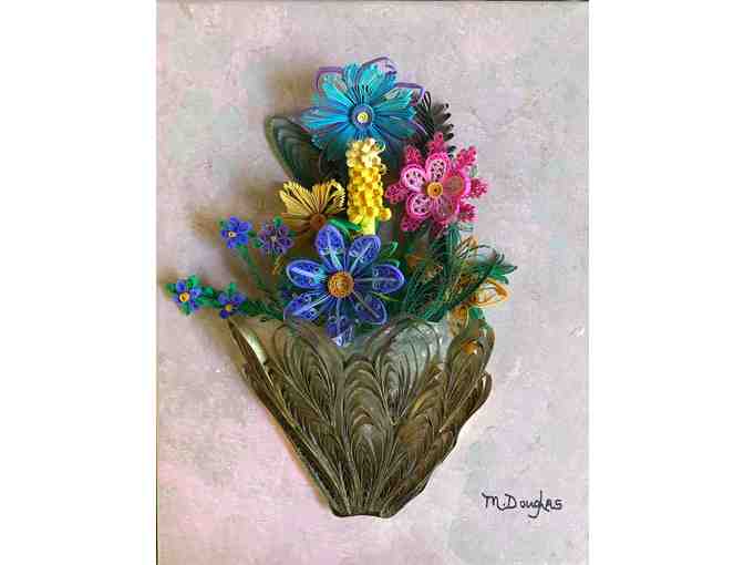 Exquisite Quilling Piece of Flowers & Vase