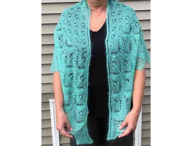 Exquisite Handmade Shawl in Teal