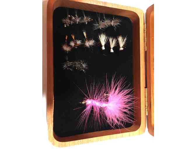 48 Hand tied Flies in a Wooden Fly Box