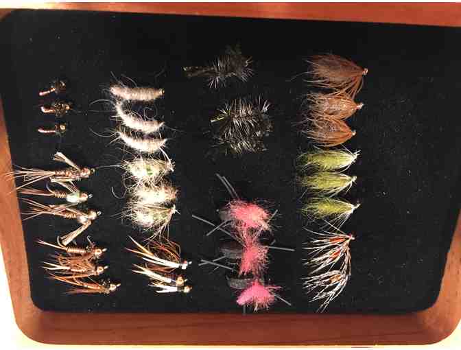 48 Hand tied Flies in a Wooden Fly Box