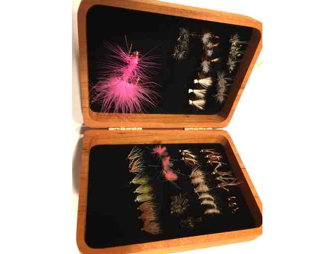 48 Hand tied Flies in a Wooden Fly Box