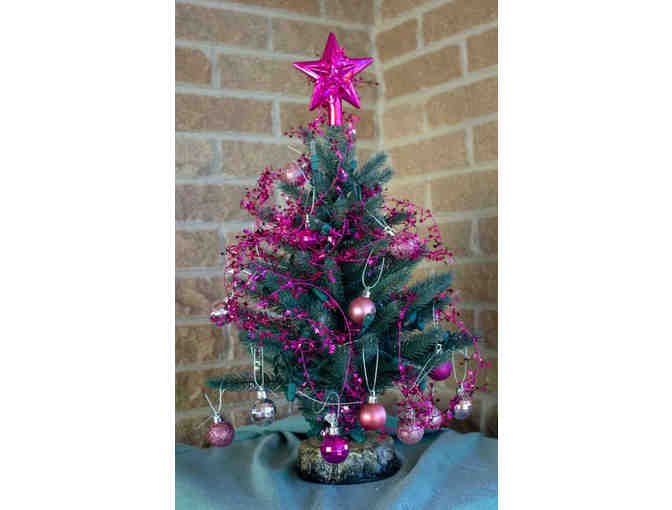 Mini Evergreen Christmas Tree with Pink Decorations