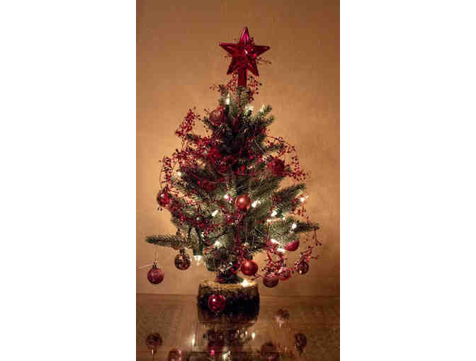 Mini Evergreen Christmas Tree with Pink Decorations