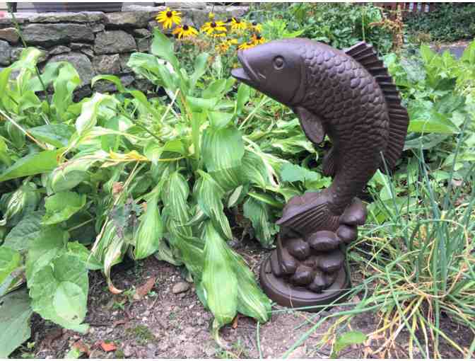Cast Iron Fish Sculpture and Two Fish Hooks