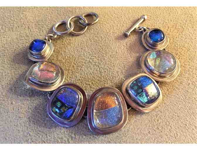 Sterling Silver Bracelet with Hand Blown Glass