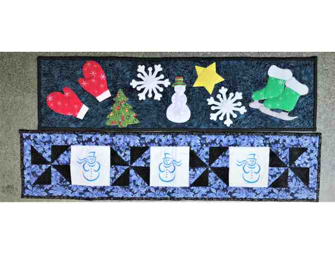Two Quilted Holiday and Winter Table Runners